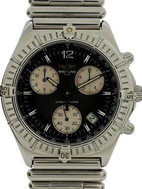Breitling 38mm Men's Early Windrider Grey Dial Chronograph SS Watch Ref: A53011!